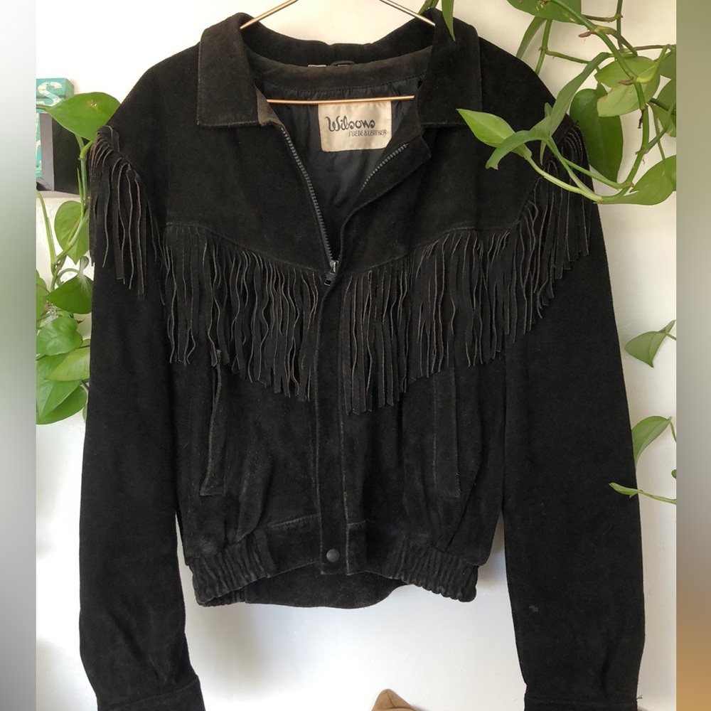Black Fringe Wilson’s Suede & Leather Jacket